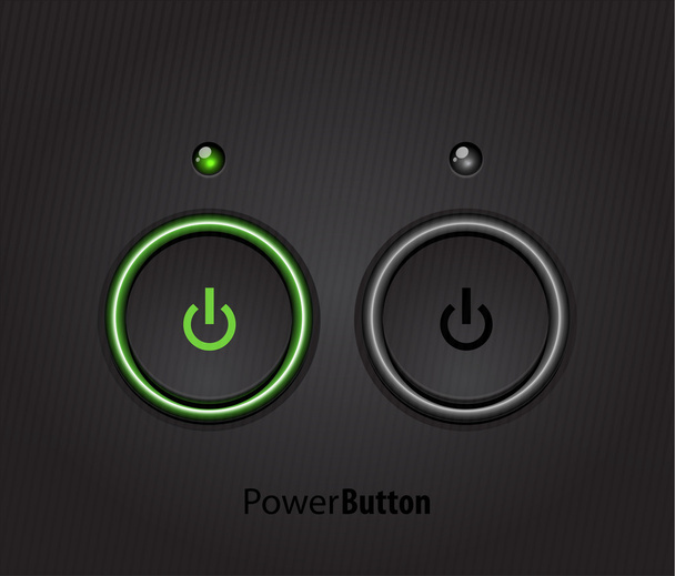 Black led light power button - Vector, imagen