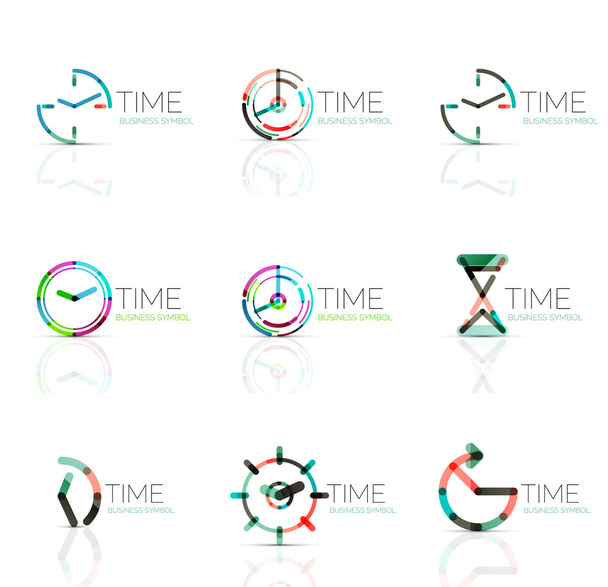 Reloj geométrico y conjunto de iconos de tiempo
 - Vector, Imagen