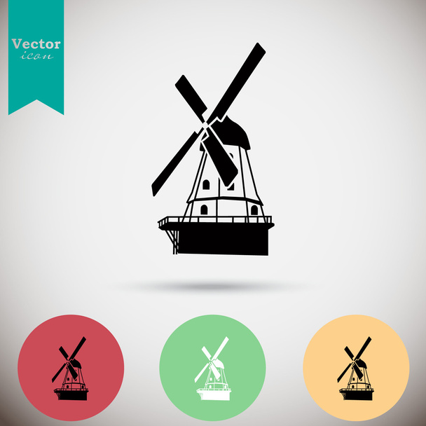 traditional farm windmill icons set - Vector, Image