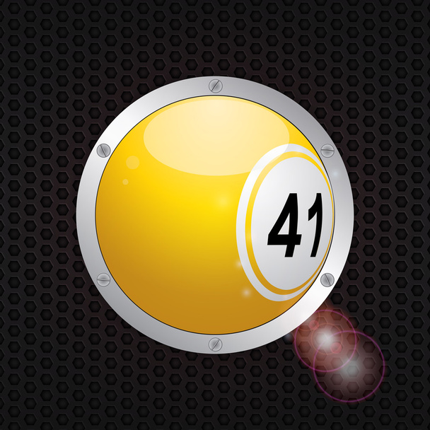 Bingo ball on metallic frame background - Vector, Image