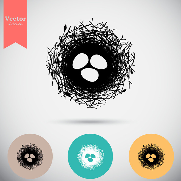 eieren in nest pictogram - Vector, afbeelding