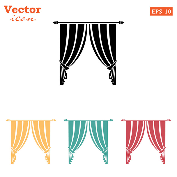 textiel interieur gordijnen pictogram - Vector, afbeelding