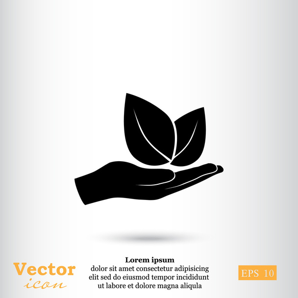 hand holding leaves icon - Vector, Image