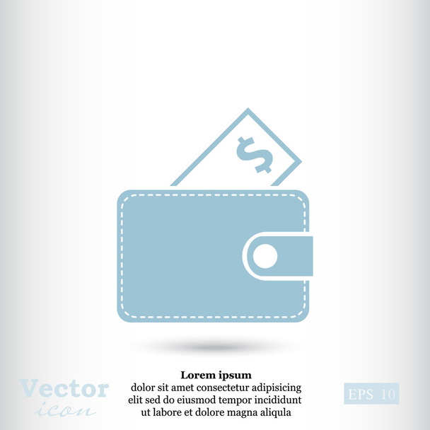 billetera con icono de dinero - Vector, imagen