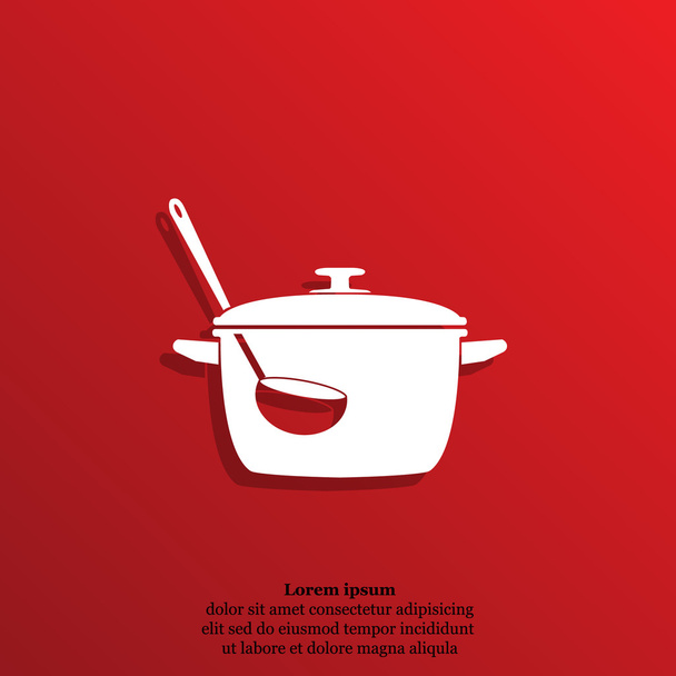 μαγείρεμα τηγάνι και κουτάλα εικονίδιο - Διάνυσμα, εικόνα