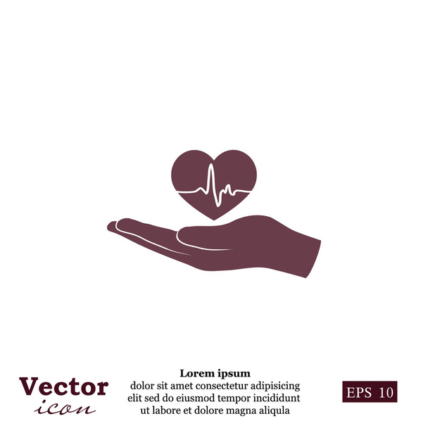 hand holding heart with pulse icon - Vector, Image