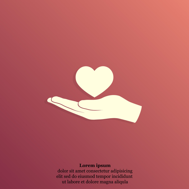 Corazón en la mano icono
 - Vector, imagen
