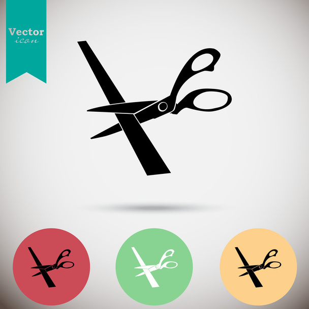 scissors cutting ribbon icon - Vector, Image