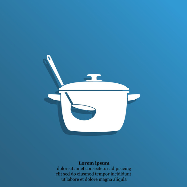 μαγείρεμα τηγάνι και κουτάλα εικονίδιο - Διάνυσμα, εικόνα