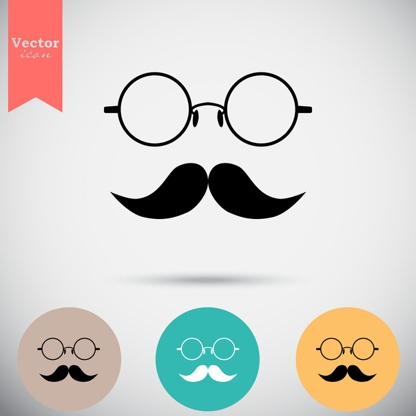 mustache and glasses icons set - Вектор,изображение