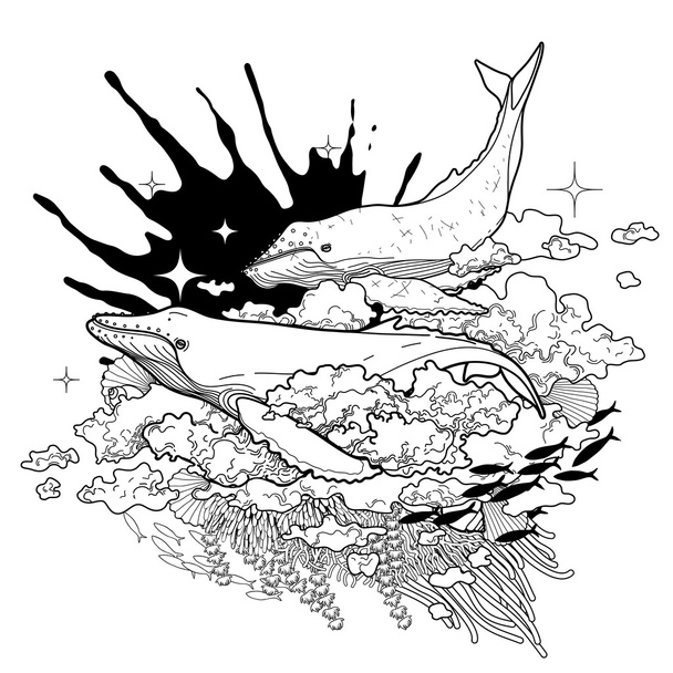 Wale fliegen in den Himmel - Vektor, Bild