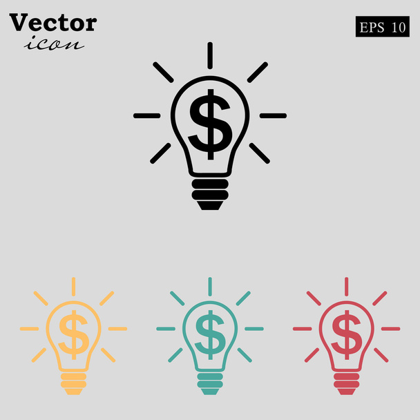 bombilla y signo de dólar icono
 - Vector, Imagen