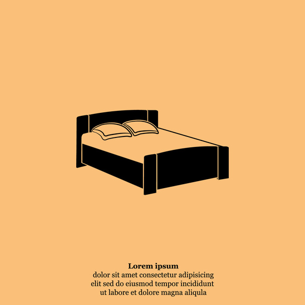 眠っているベッド アイコンをダブル - ベクター画像