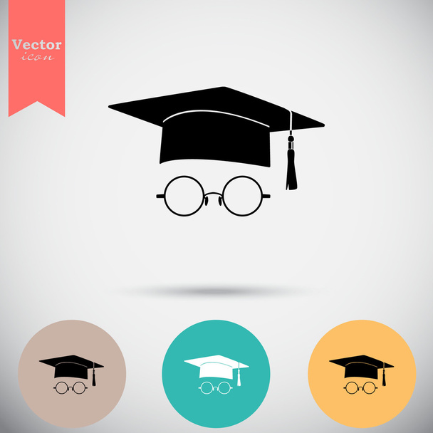 学生の帽子とメガネのアイコン - ベクター画像