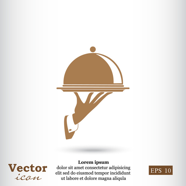 camarero mano celebración bandeja icono
 - Vector, imagen