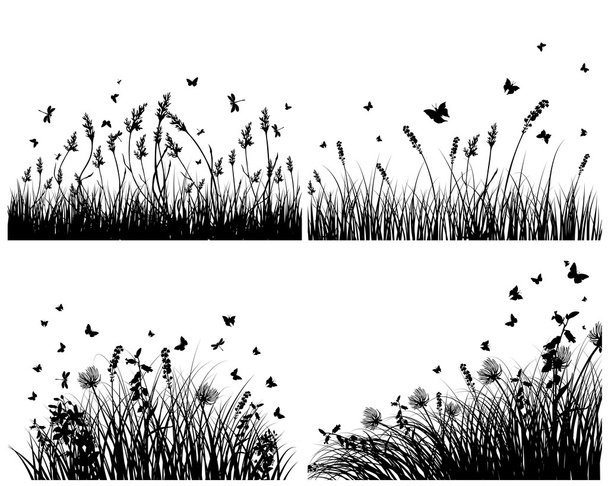 meadow silhouettes - Vector, Image