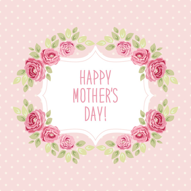 Cute Mothers Day card with roses - Vector, imagen