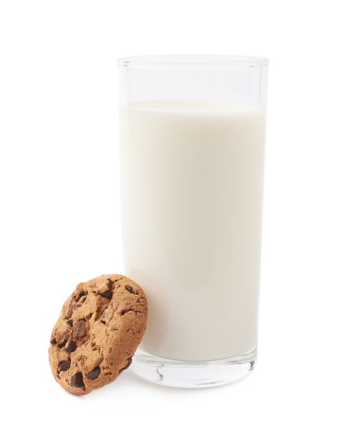 Glass of milk and cookie isolated over the white background - Photo, Image