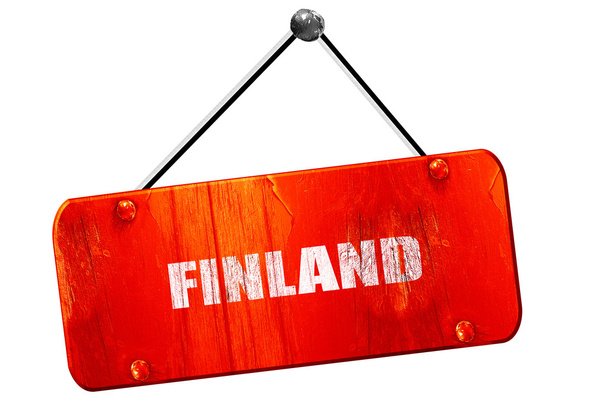 Üdvözlettel Finnországból, 3d-leképezést, vintage régi piros jel - Fotó, kép