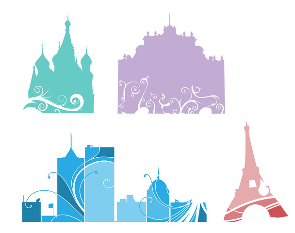 Silhouettes of big cities - Vector, Image