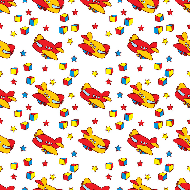 pattern with toy plane - Vector, Image