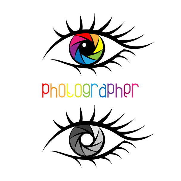 Camera shutter in eye design Concept. Logo template. - Photo, Image