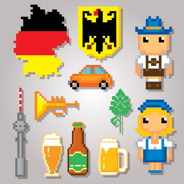 German culture symbols icons set - Wektor, obraz