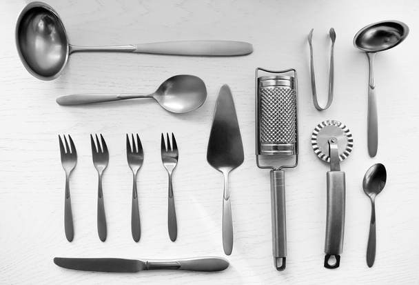 Cutlery set, top view - Foto, Imagem
