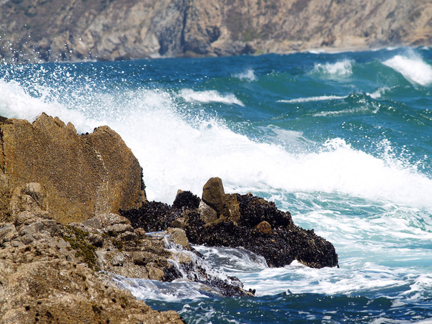 Wild Waves In Bay Against Rocky Shore Line - Фото, зображення