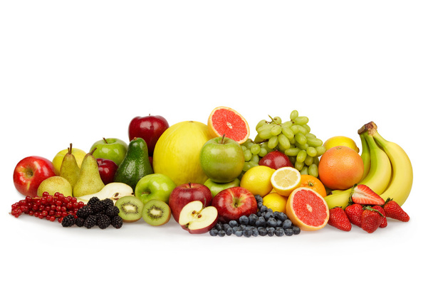 multi colored ripe fruit vegetable composition isolated on white - Fotoğraf, Görsel