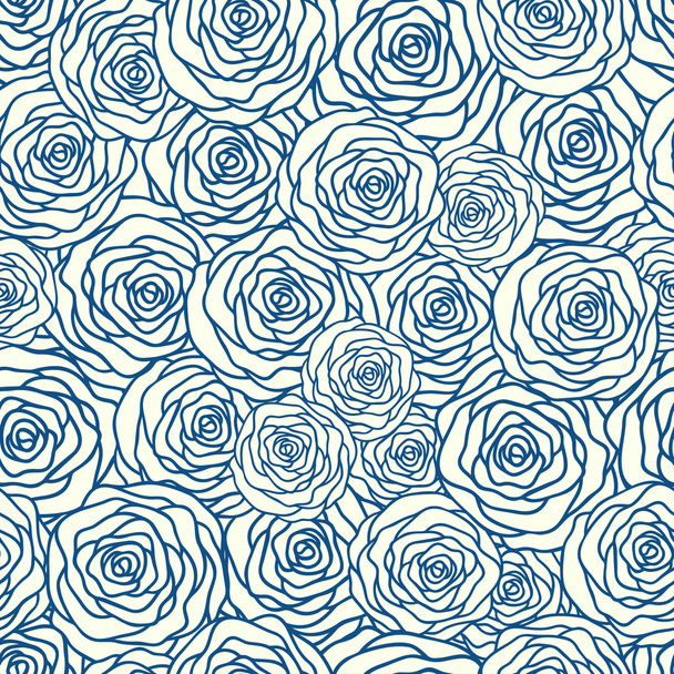 De naadloze patroon vector met omtrek gestileerde rozen. Prachtige florale achtergrond. Kan worden gebruikt voor textiel, website achtergrond, de cover van het boek, packaging, uitnodiging bruiloft - Vector, afbeelding