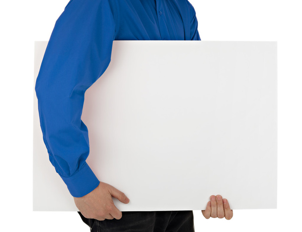 Man in shirt holding blank sign - Photo, Image