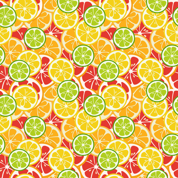 Striped seamless pattern with lime, orange and grapefruit - Photo, image