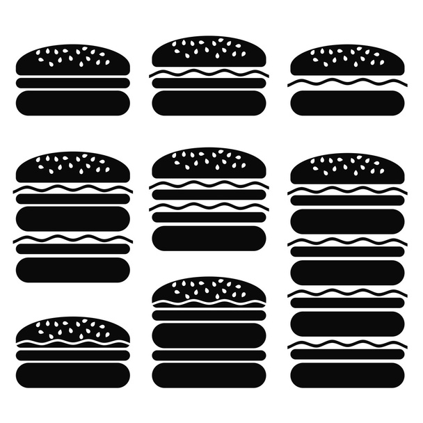 Conjunto de diferentes iconos de hamburguesas
 - Vector, Imagen