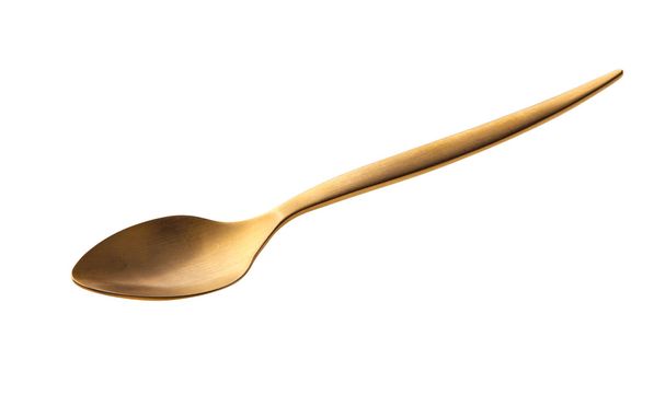 Golden spoon isolated on white - Photo, Image