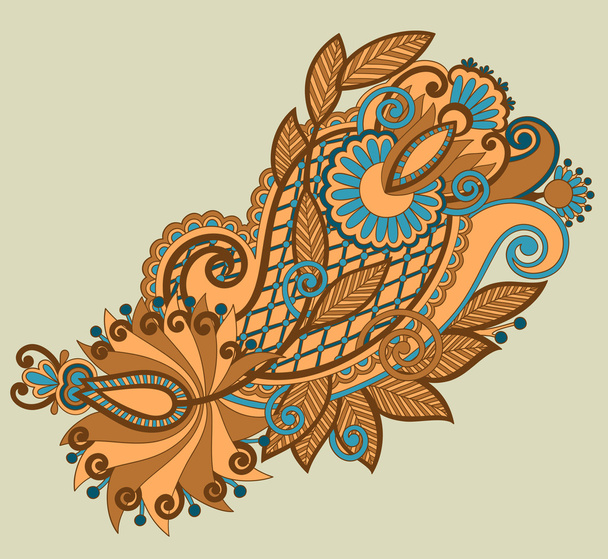 Original hand draw line art ornate flower design - Вектор, зображення