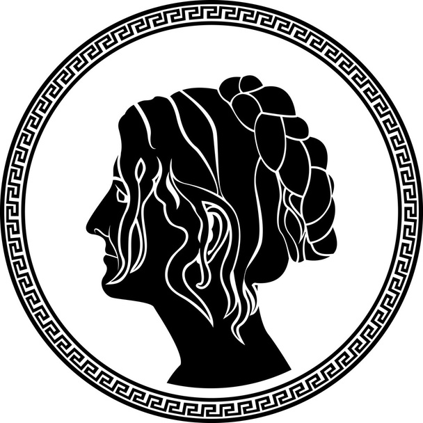 Greek patrician women profile stencil - Vector, Image