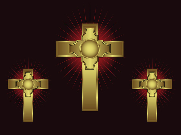 drei kunstvolle goldene Kreuze - Vektor, Bild