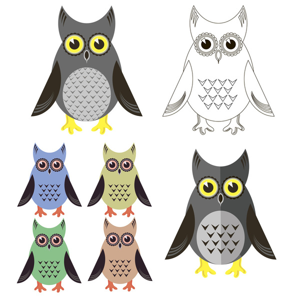 Owl Icons Isolated - Vector, Image