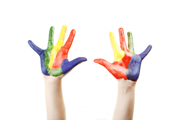 Boy hands painted  - Foto, imagen