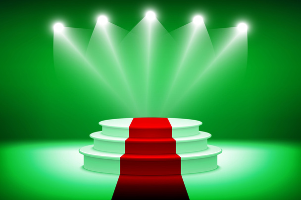 3d escenario iluminado podio para la ceremonia de entrega de premios vector ilustración
 - Vector, Imagen