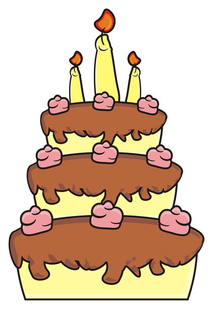 three storey cake with candles - Фото, зображення