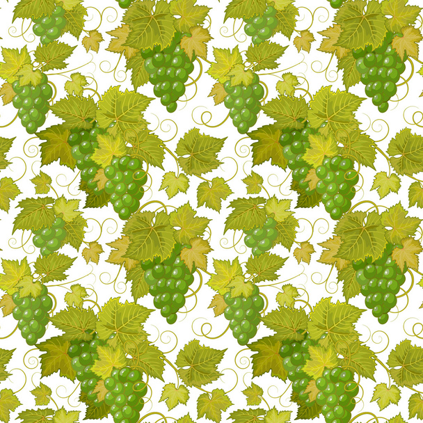 Seamless background with green grapes. Vector illustration. - Vector, Image