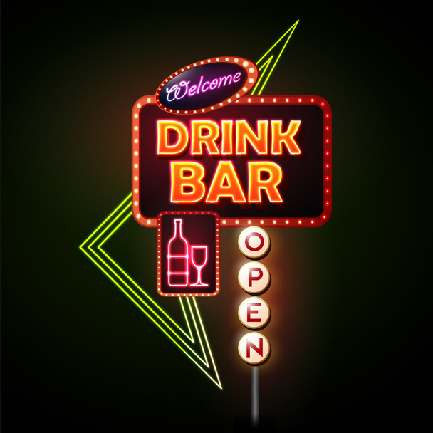 Drink bar Neon sign  - Vektor, Bild