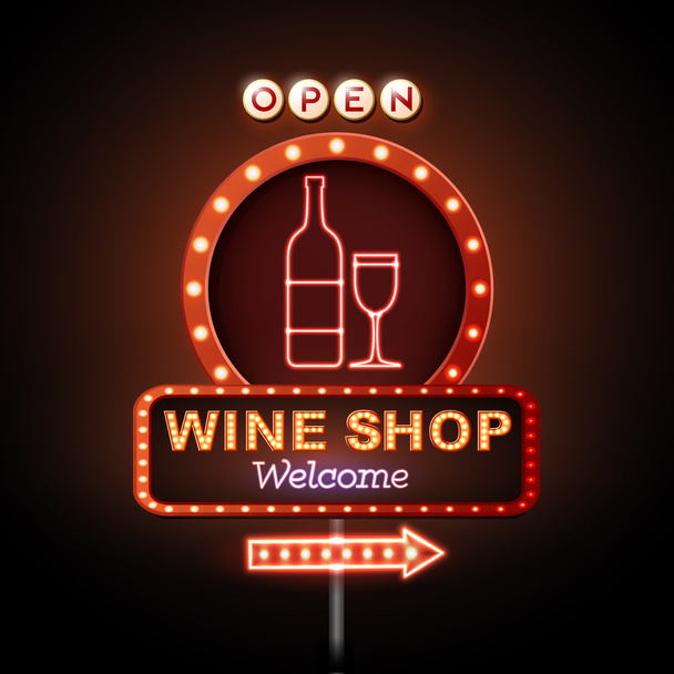 Tienda de vinos neón signo
 - Vector, Imagen