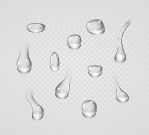Pure helder water druppels realistische set geïsoleerde vector illustratie - Vector, afbeelding
