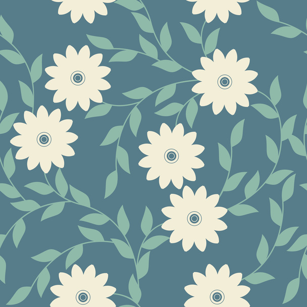 Spring seamless pattern with chamomile flowers and leaves - Διάνυσμα, εικόνα