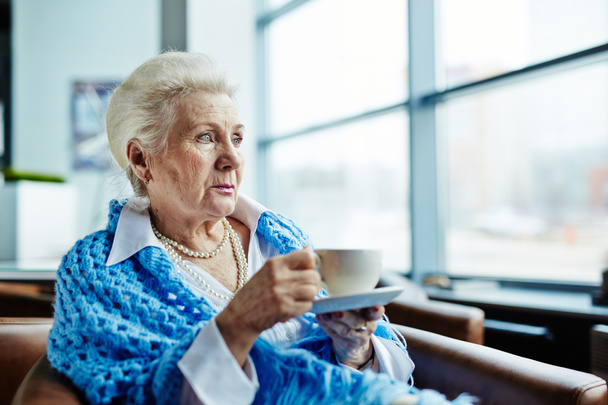 senior with cup of tea - Photo, Image