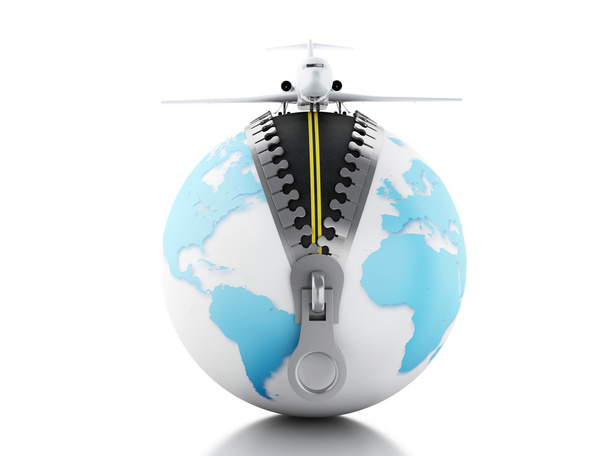 3D глобус з літаком на вершині - Фото, зображення