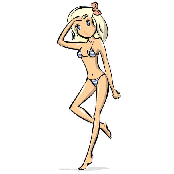 Beautiful blonde woman in bikini - Вектор,изображение